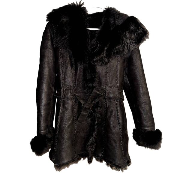 atlantis exclusives Jackets & Blazers - Atlantis Exclusive Black Lambskin Fur Leather Coat
